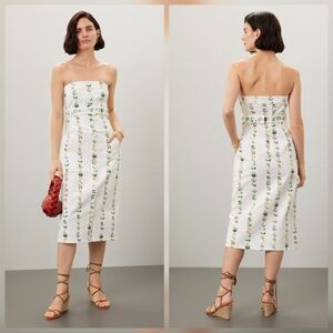 Adam Lippes Strapless Printed Twill Dress Casual Sleeveless Strapless Size 6